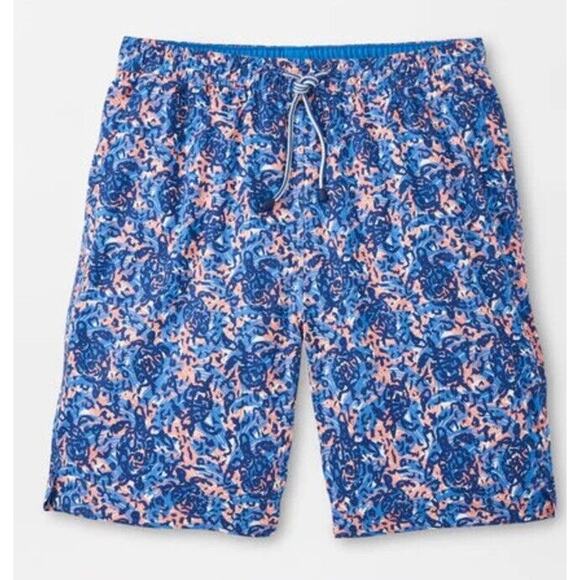 Peter Millar Men's Blue Turtle Tide Graphic Print 8" Swim Trunks Drawstring XL - Picture 10 of 15